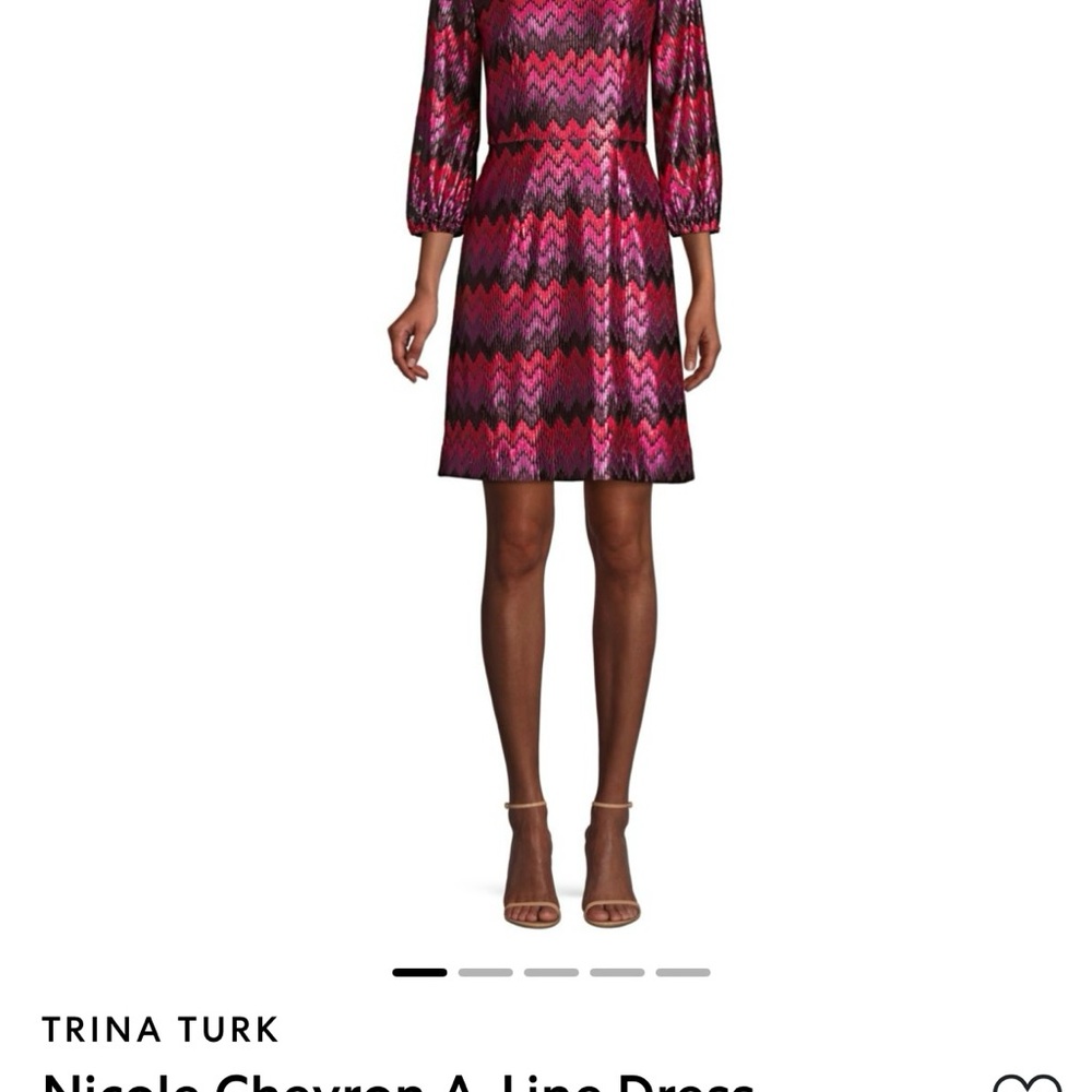 Trina Turk Chevron Long Sleeve Dress - Pink and Black